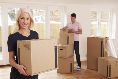 House moving service in Streatham with packed boxes and removal van
