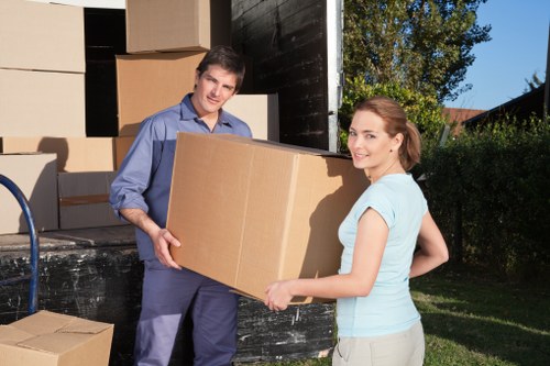 Packed boxes and furniture ready for a local Streatham house removal